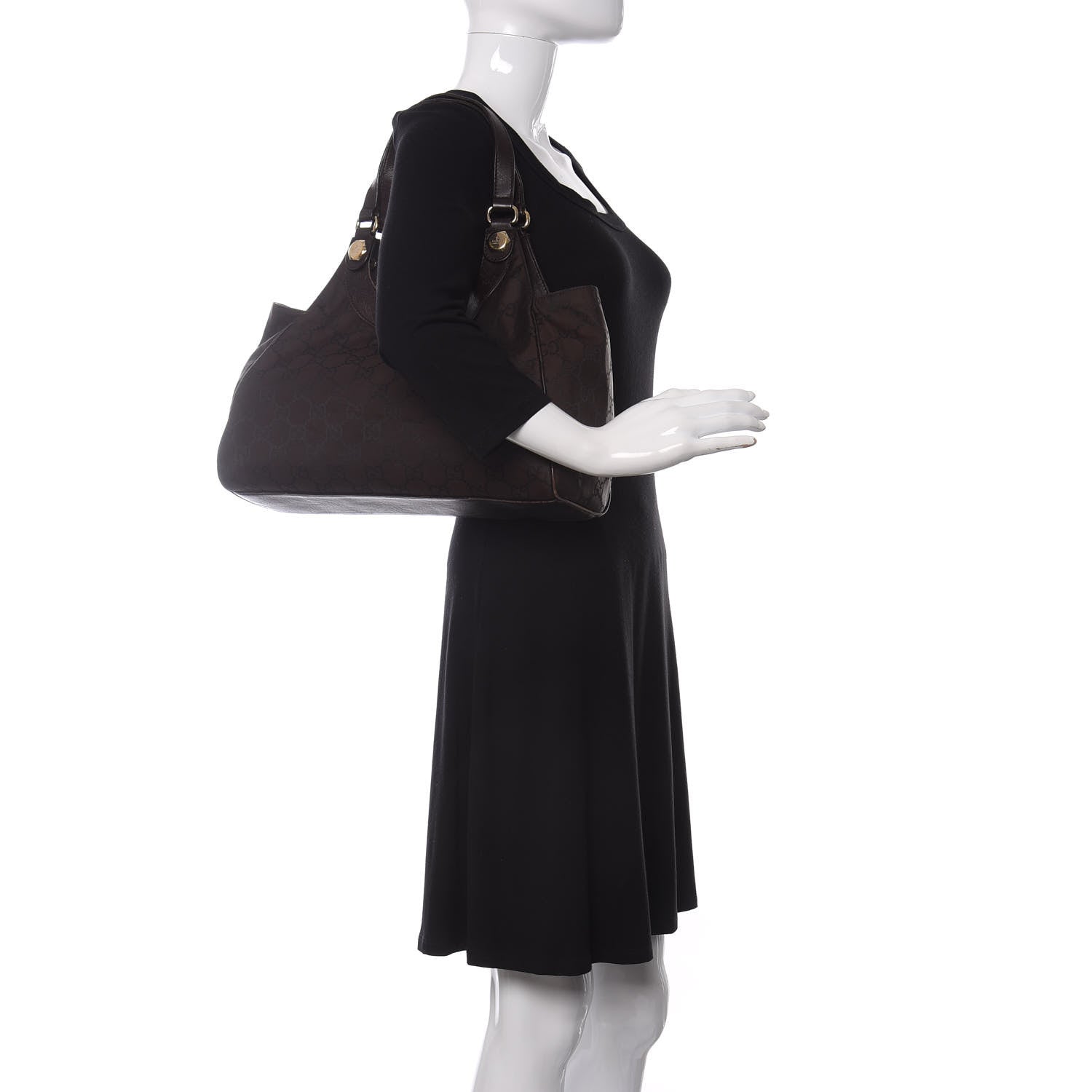 Gucci Nylon Monogram Charmy Shoulder Bag Dark Brown 2 of 10
