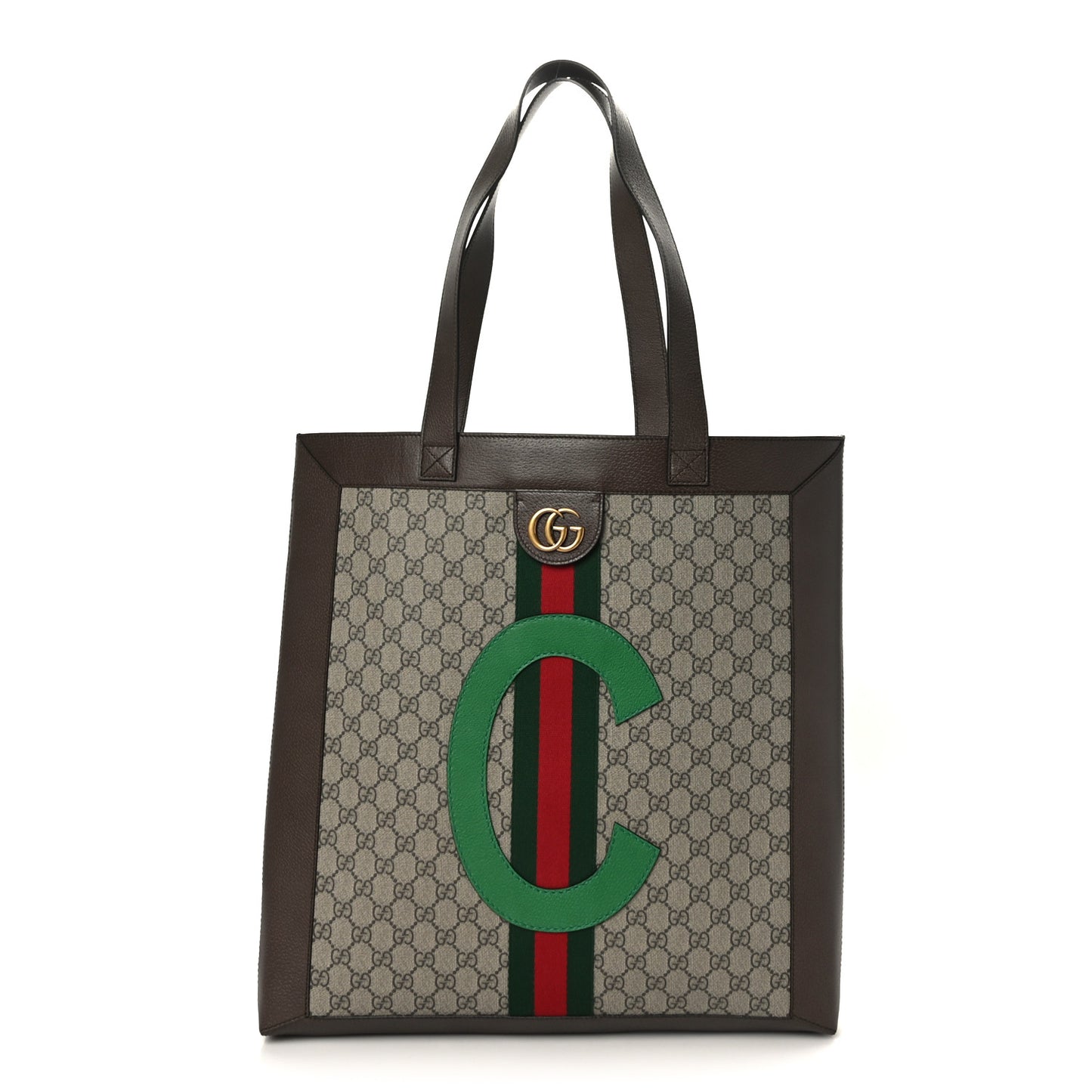 GG Supreme Monogram Web Large DIY Ophidia Vertical Shopping Tote Brown