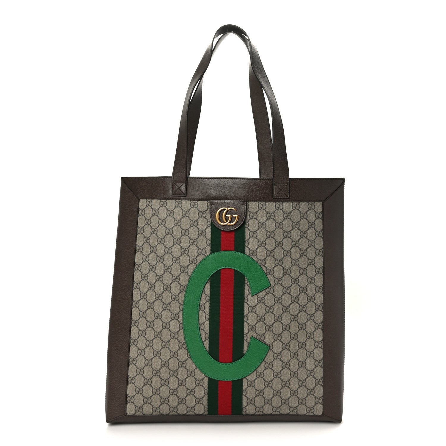 Gucci GG Supreme Monogram Web Large DIY Ophidia Vertical Shopping Tote Brown 1 of 9