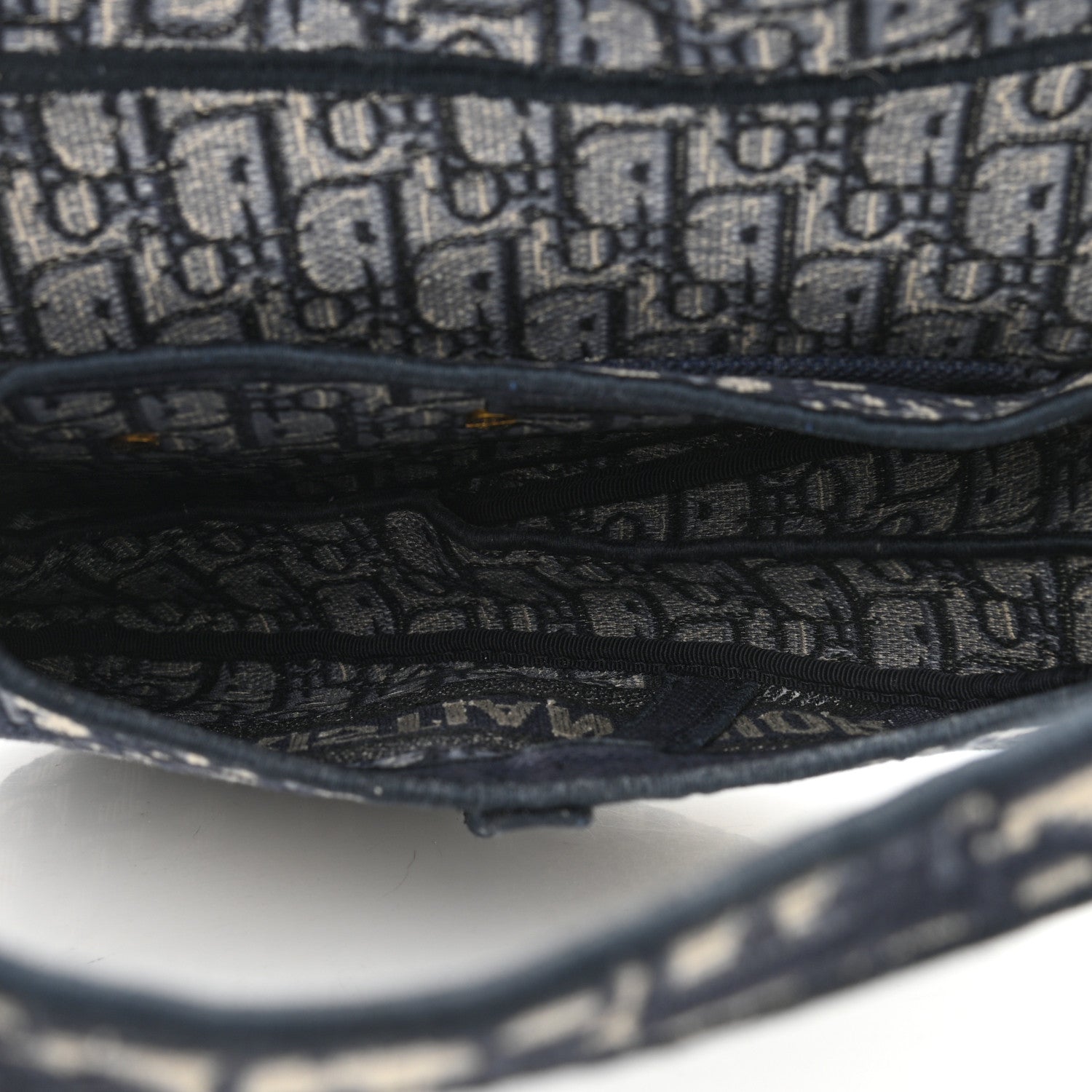 Christian Dior Oblique Embroidered Saddle Bag Blue 5 of 11