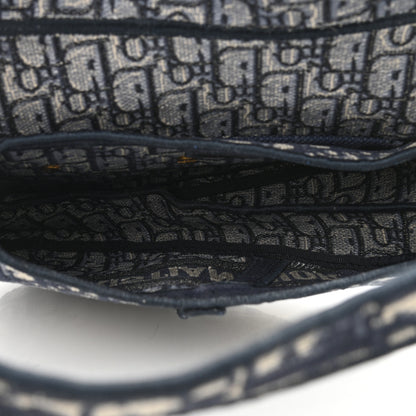 Christian Dior Oblique Embroidered Saddle Bag Blue 5 of 11