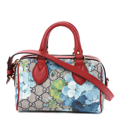 Gucci GG Supreme Monogram Blooms Mini Boston Navy Blue Hibiscus 1 of 8