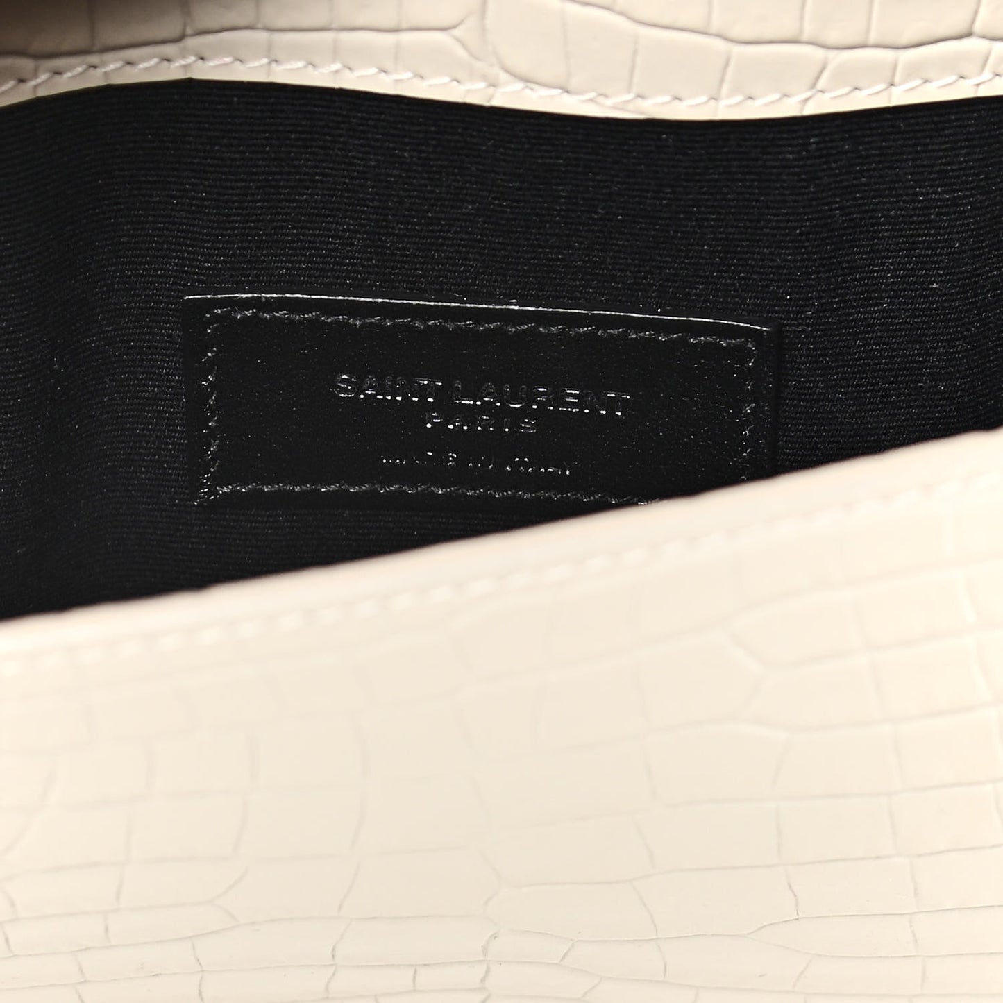 Calfskin Crocodile Embossed Uptown Monogram Pouch Crema Soft