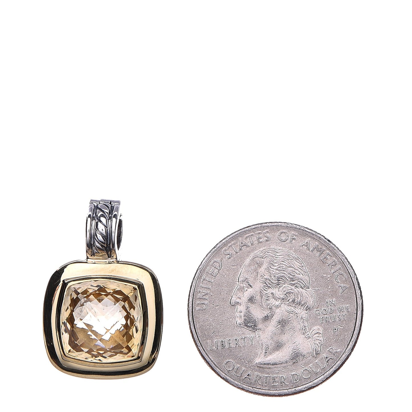 Sterling Silver 18K Yellow Gold Citrine 11mm Albion Enhancer Pendant
