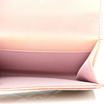 Chanel Iridescent Calfskin Quilted Flap Card Holder Wallet Pink 5 of 8