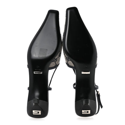 Gucci GG Monogram Malaga Kid Square G 75mm Slingback Pumps 40 Black 6 of 8