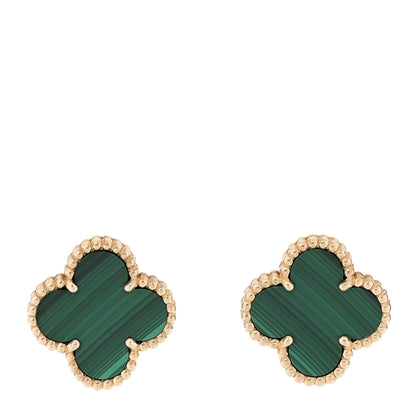 Van Cleef & Arpels 18K Yellow Gold Malachite Vintage Alhambra Earrings 1 of 4