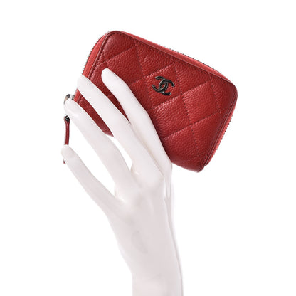 Chanel Caviar Quilted Zip Around Coin Purse Red 2 of 8