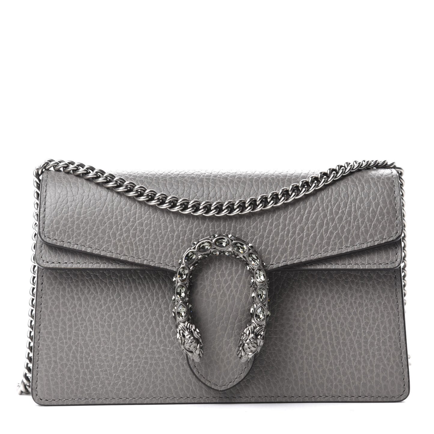 Dollar Calfskin Crystal Super Mini Dionysus Shoulder Bag Dusty Grey Black Diamond
