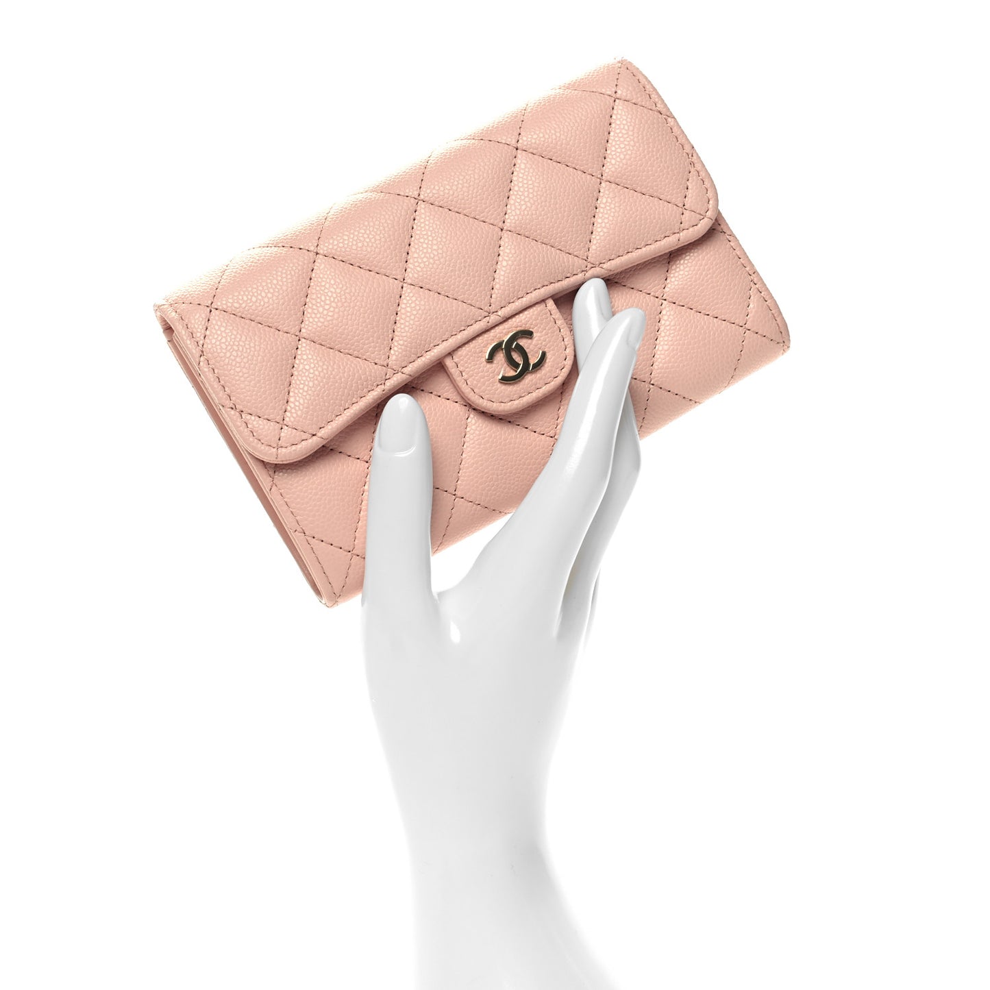 Caviar Quilted Medium Flap Wallet Light Pink