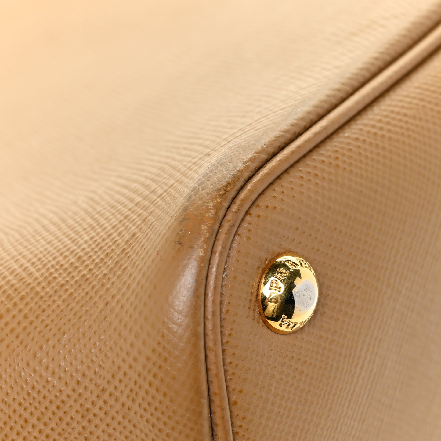 Saffiano Cuir Medium Double Bag Caramel Fuoco