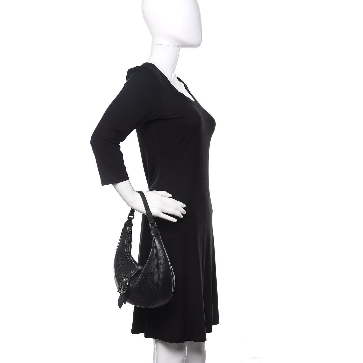 Grained Calfskin Cannage Hobo Black