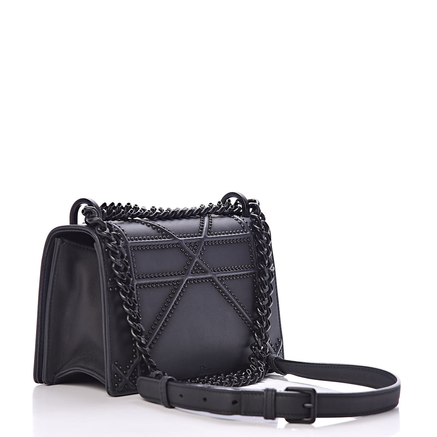 Ultra Matte Calfskin Studded Small Diorama Flap Bag Black