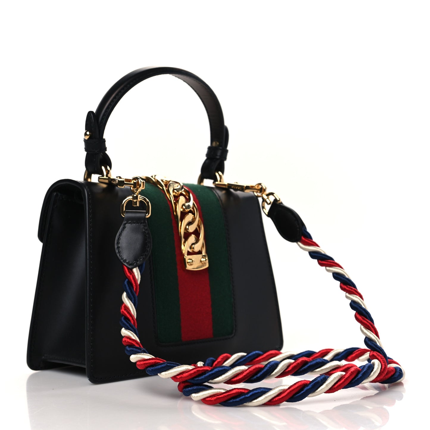 Calfskin Mini Sylvie Top Handle Bag Black
