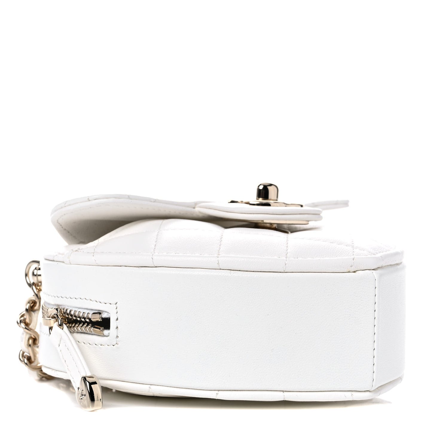 Lambskin Quilted CC In Love Heart Clutch With Chain White