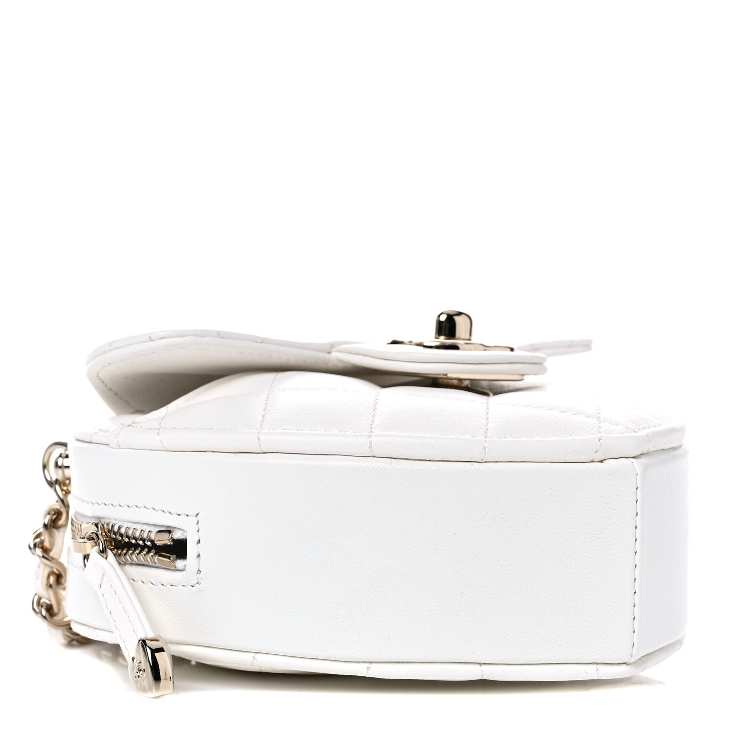 Chanel Lambskin Quilted CC In Love Heart Clutch With Chain White 4 of 10