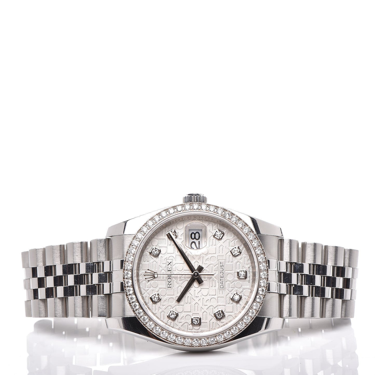 Stainless Steel Diamond 36mm Oyster Perpetual Datejust Watch Silver Jubilee 116244