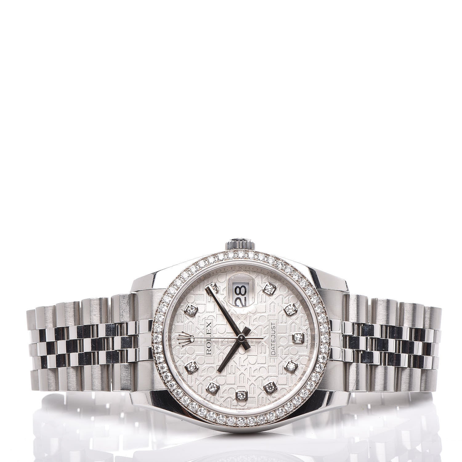 Rolex Stainless Steel Diamond 36mm Oyster Perpetual Datejust Watch Silver Jubilee 116244 3 of 7