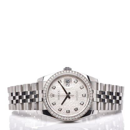 Rolex Stainless Steel Diamond 36mm Oyster Perpetual Datejust Watch Silver Jubilee 116244 3 of 7