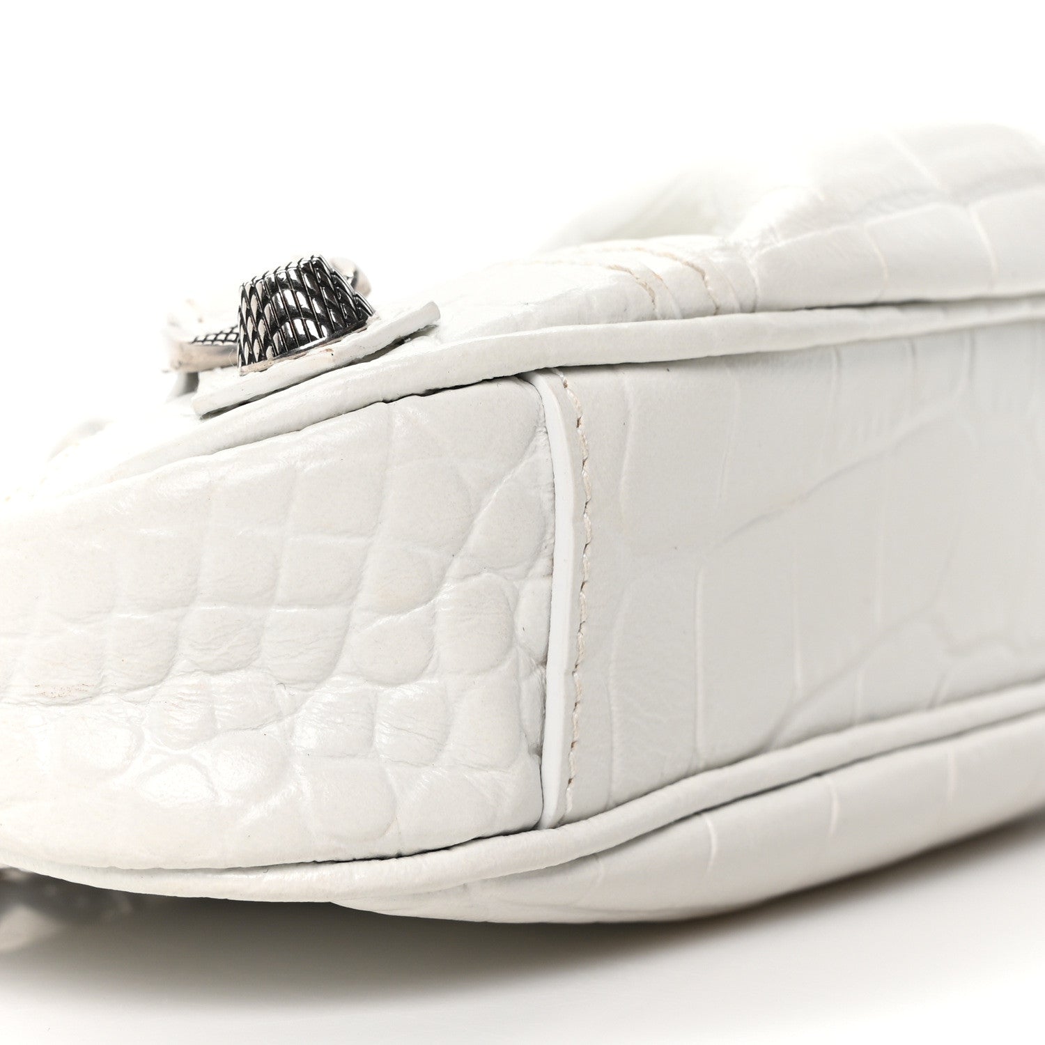 Balenciaga Extra Supple Calfskin Crocodile Embossed Le Cagole Mini Purse With Chain White 15 of 17