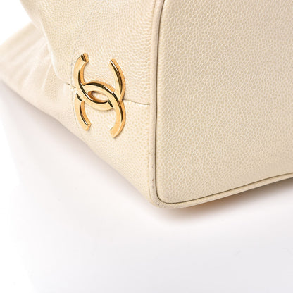 Chanel Caviar CC Bucket Shoulder Bag White 10 of 14