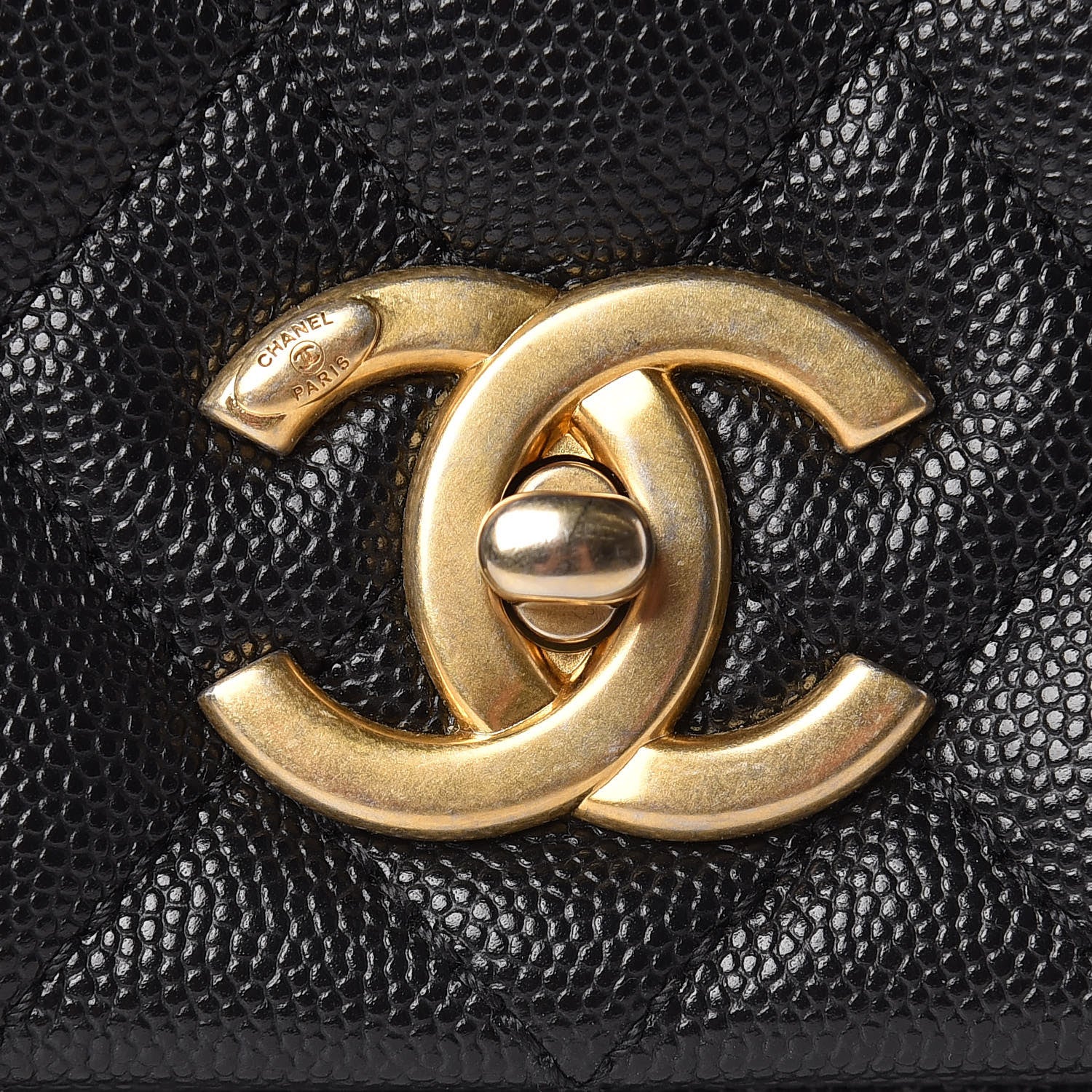 Chanel Caviar Lizard Embossed Quilted Small Coco Handle Flap Black 10 of 19