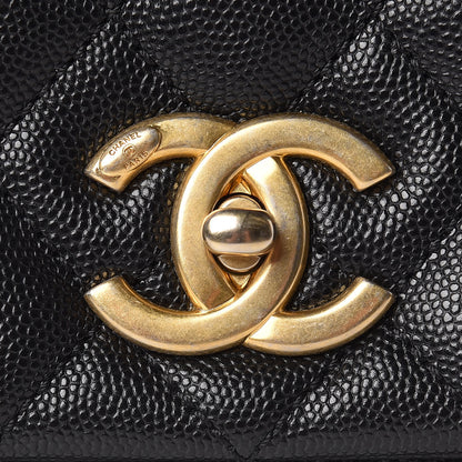 Chanel Caviar Lizard Embossed Quilted Small Coco Handle Flap Black 10 of 19