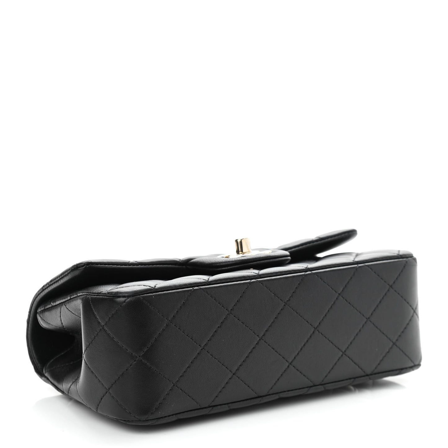 Lambskin Quilted Mini Lion Charm Top Handle Rectangular Flap Black