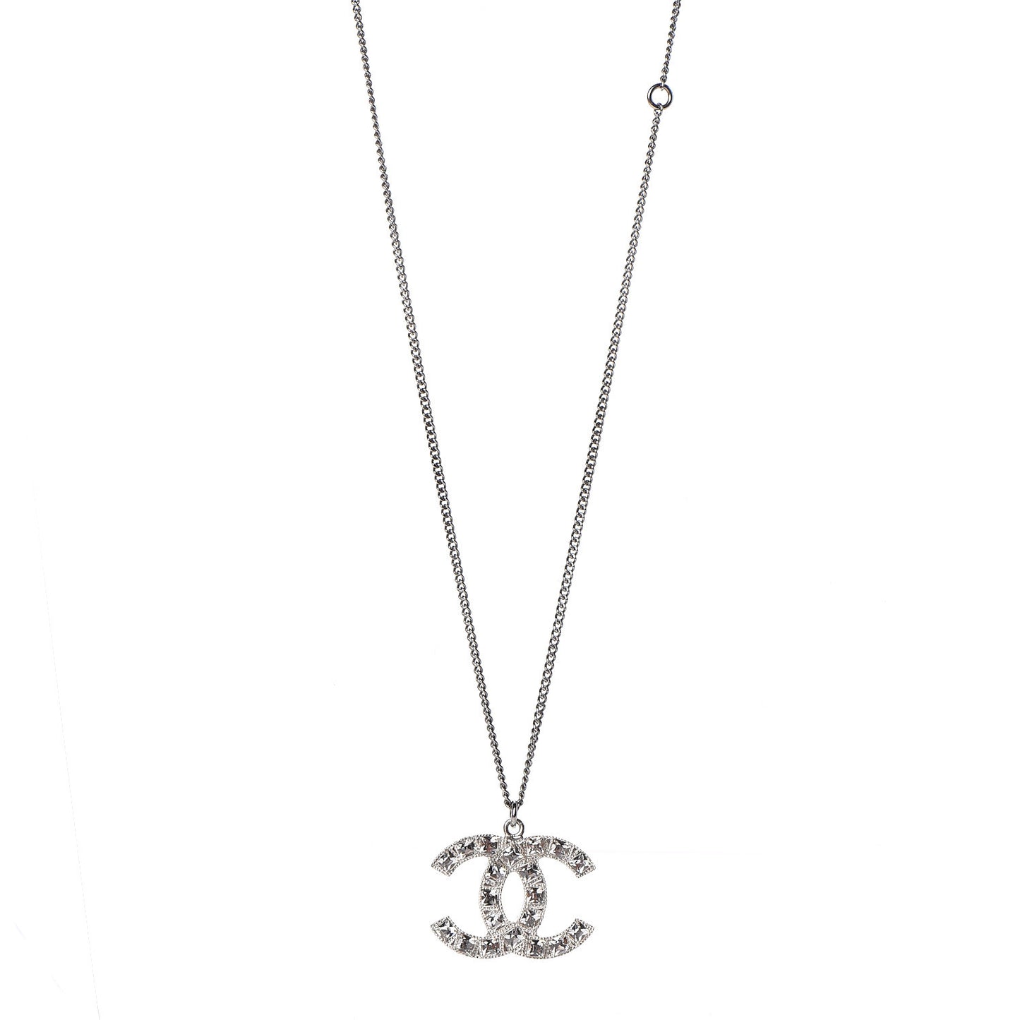 Baguette Crystal CC Necklace Silver