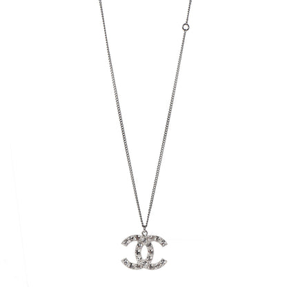 Chanel Baguette Crystal CC Necklace Silver 1 of 5