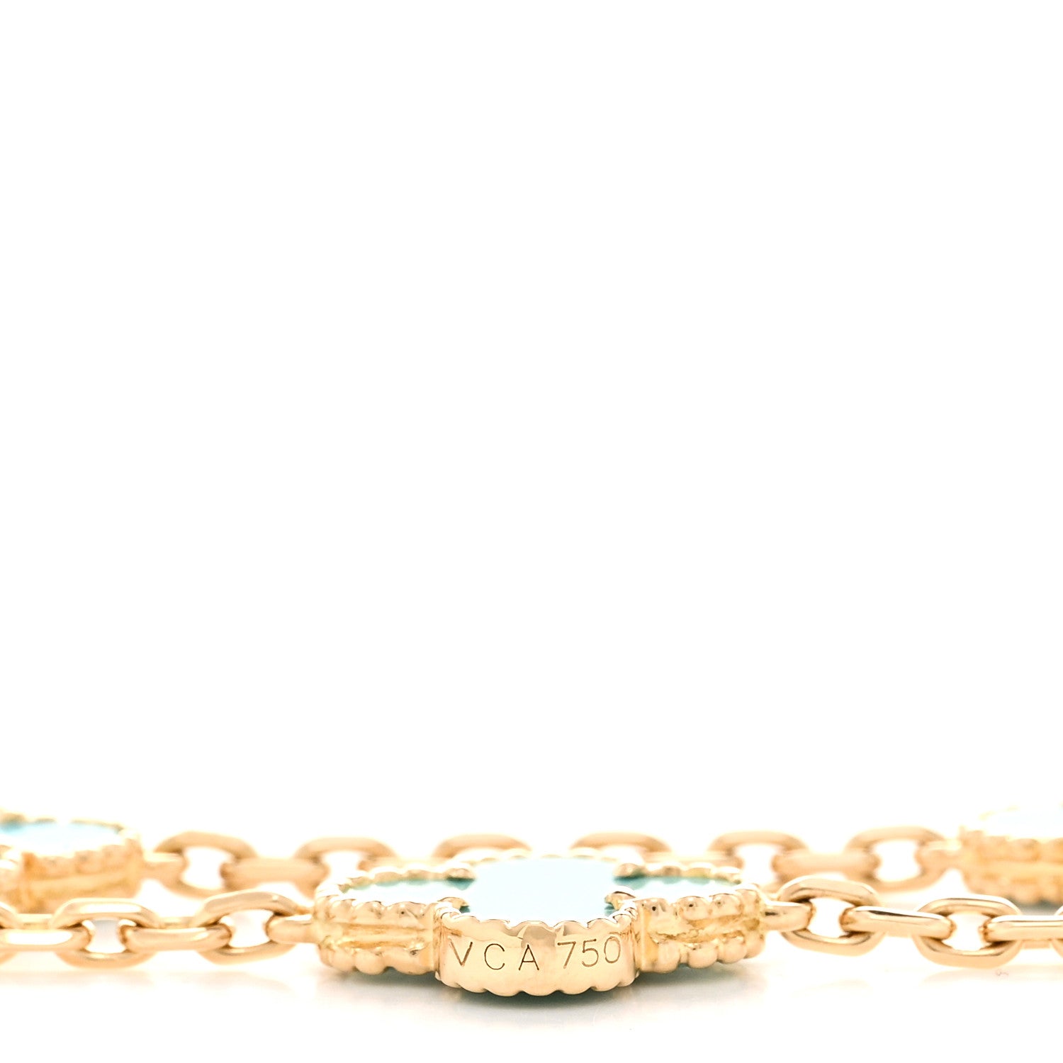 Van Cleef & Arpels 18K Yellow Gold Turquoise 10 Motifs Vintage Alhambra Necklace 10 of 11