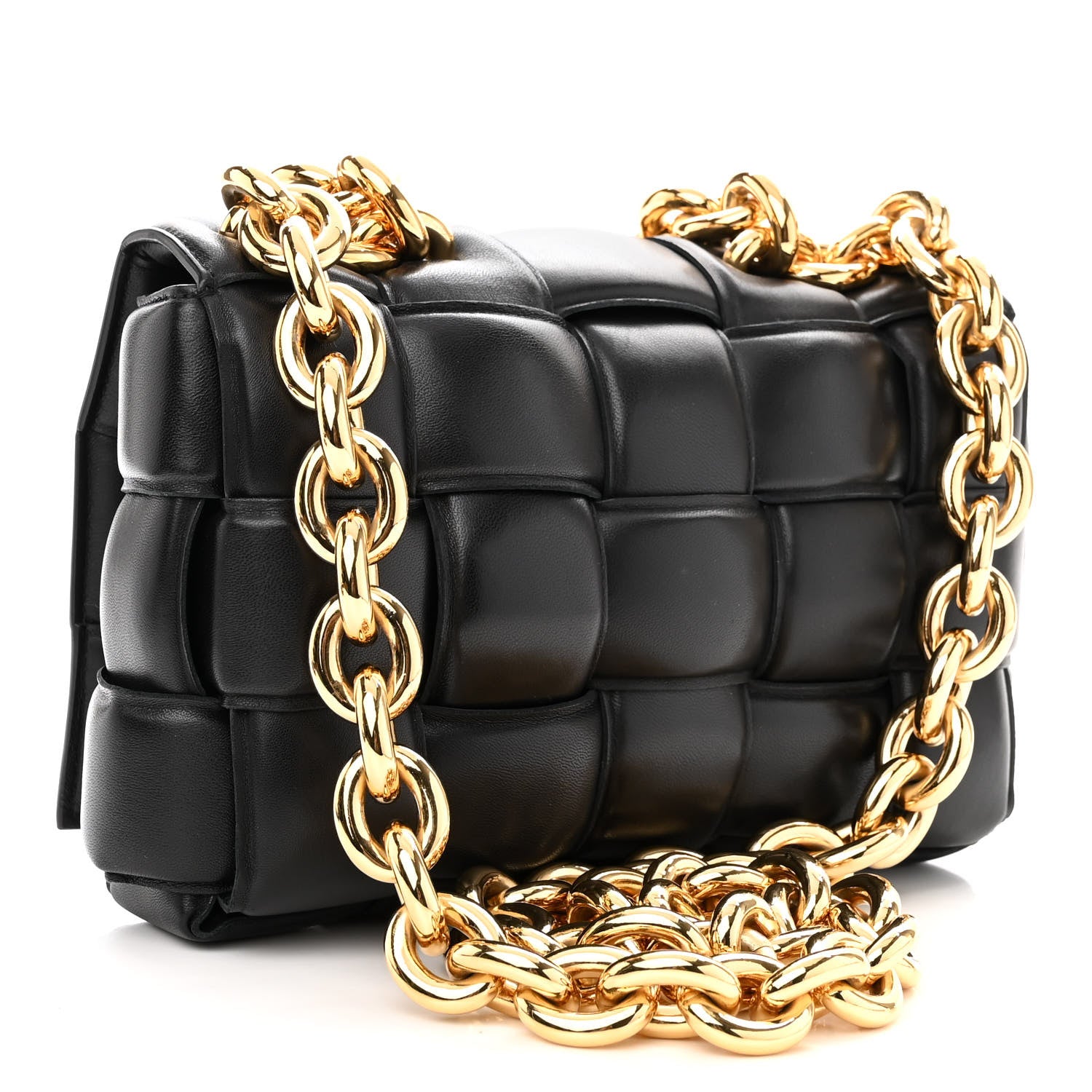 Bottega Veneta Lambskin Maxi Intreccio Padded Chain Cassette Crossbody Bag Black 3 of 9