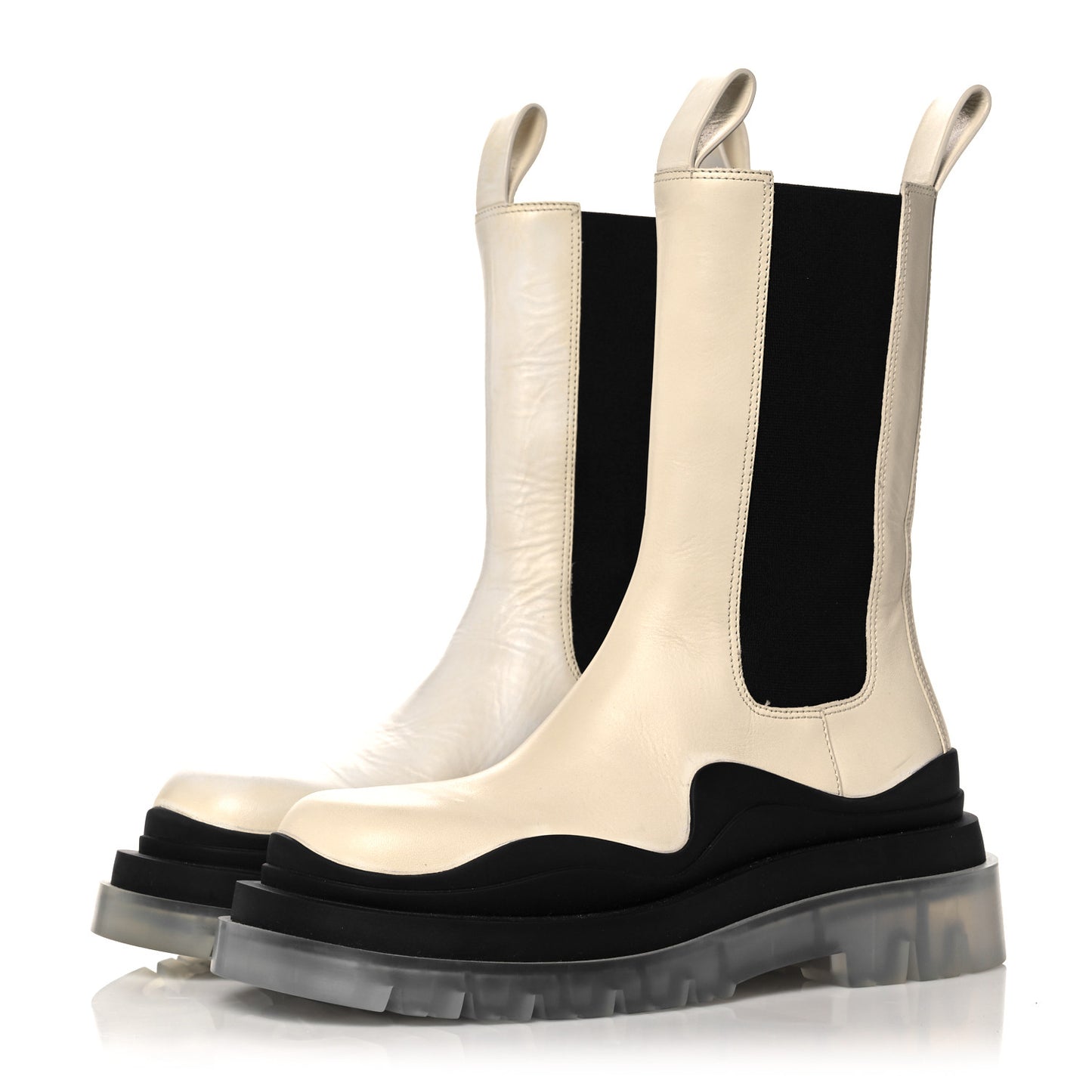Calfskin The Tire Chelsea Boots 37 Wax Black Transparent