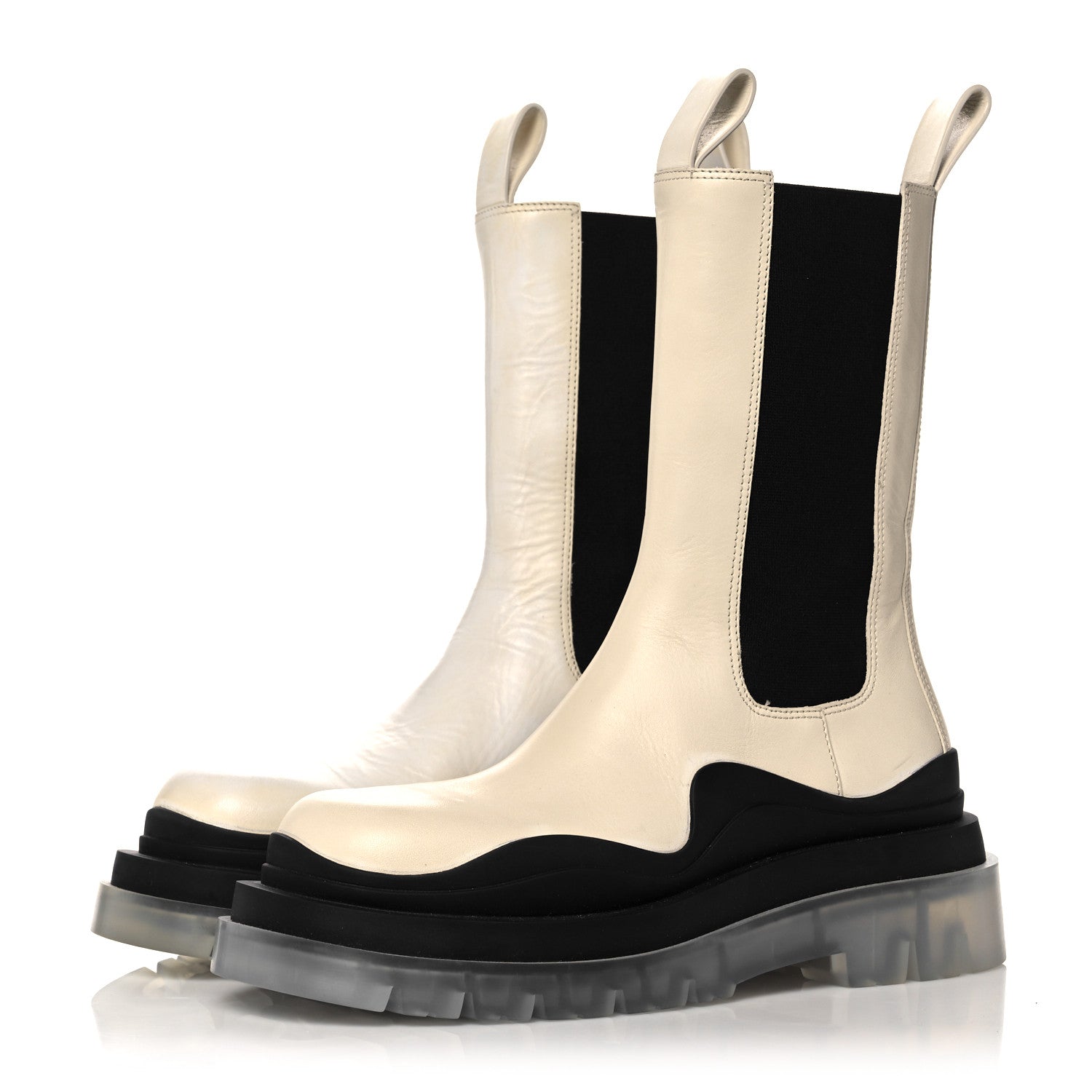 Bottega Veneta Calfskin The Tire Chelsea Boots 37 Wax Black Transparent 3 of 14