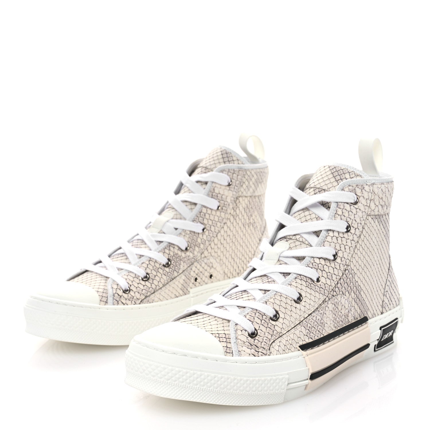 Christian Dior Snakeskin Mens B23 High Top Sneakers 43 Beige 3 of 7