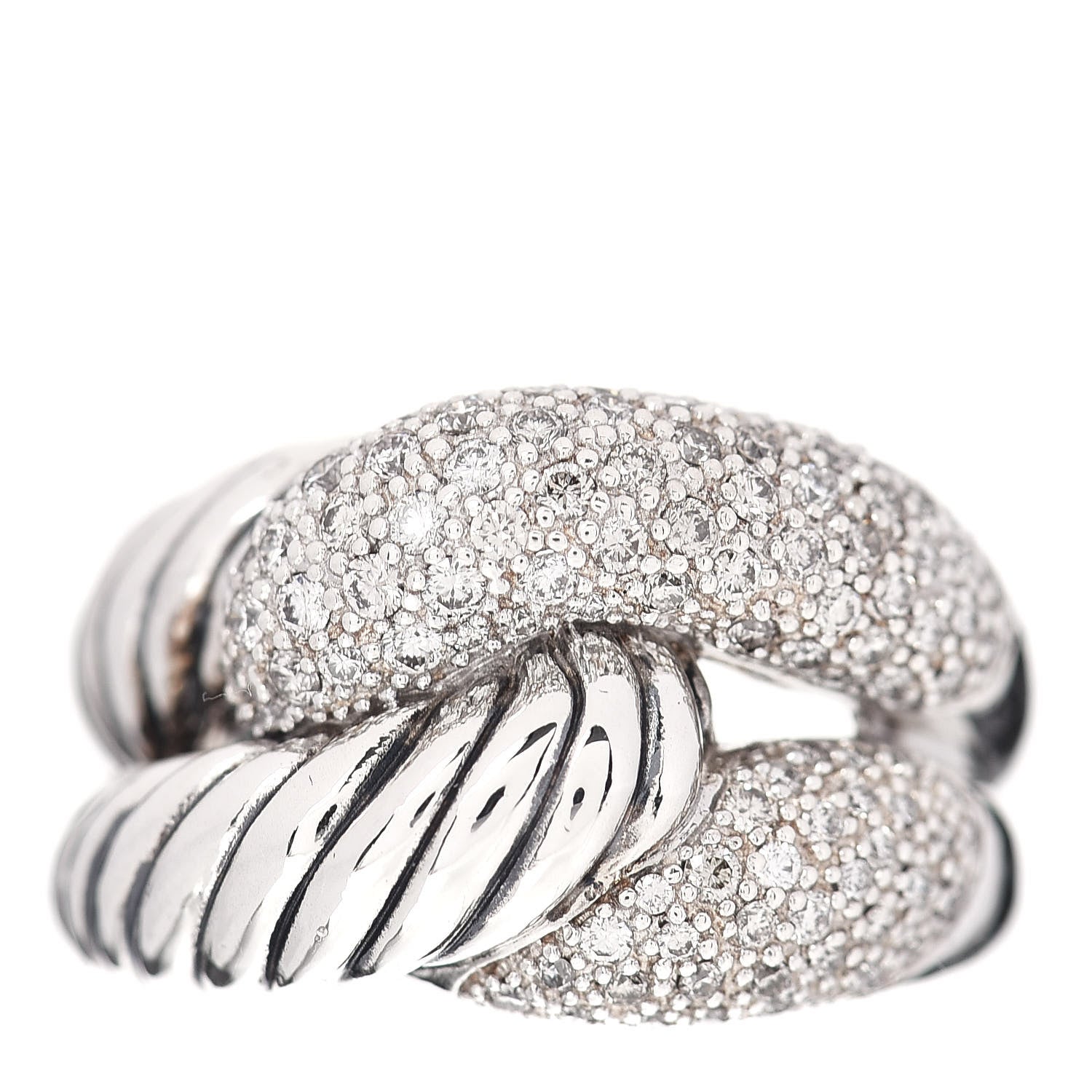 David Yurman Sterling Silver Diamond Large Infinity Ring 54 7 1 of 5