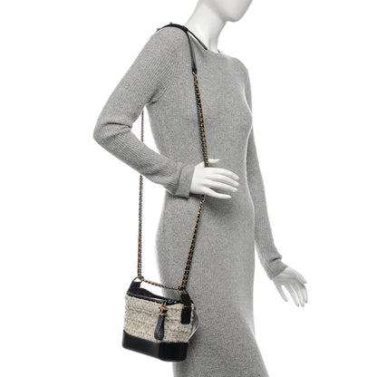 Chanel Tweed Calfskin Quilted Small Gabrielle Hobo Black 2 of 7