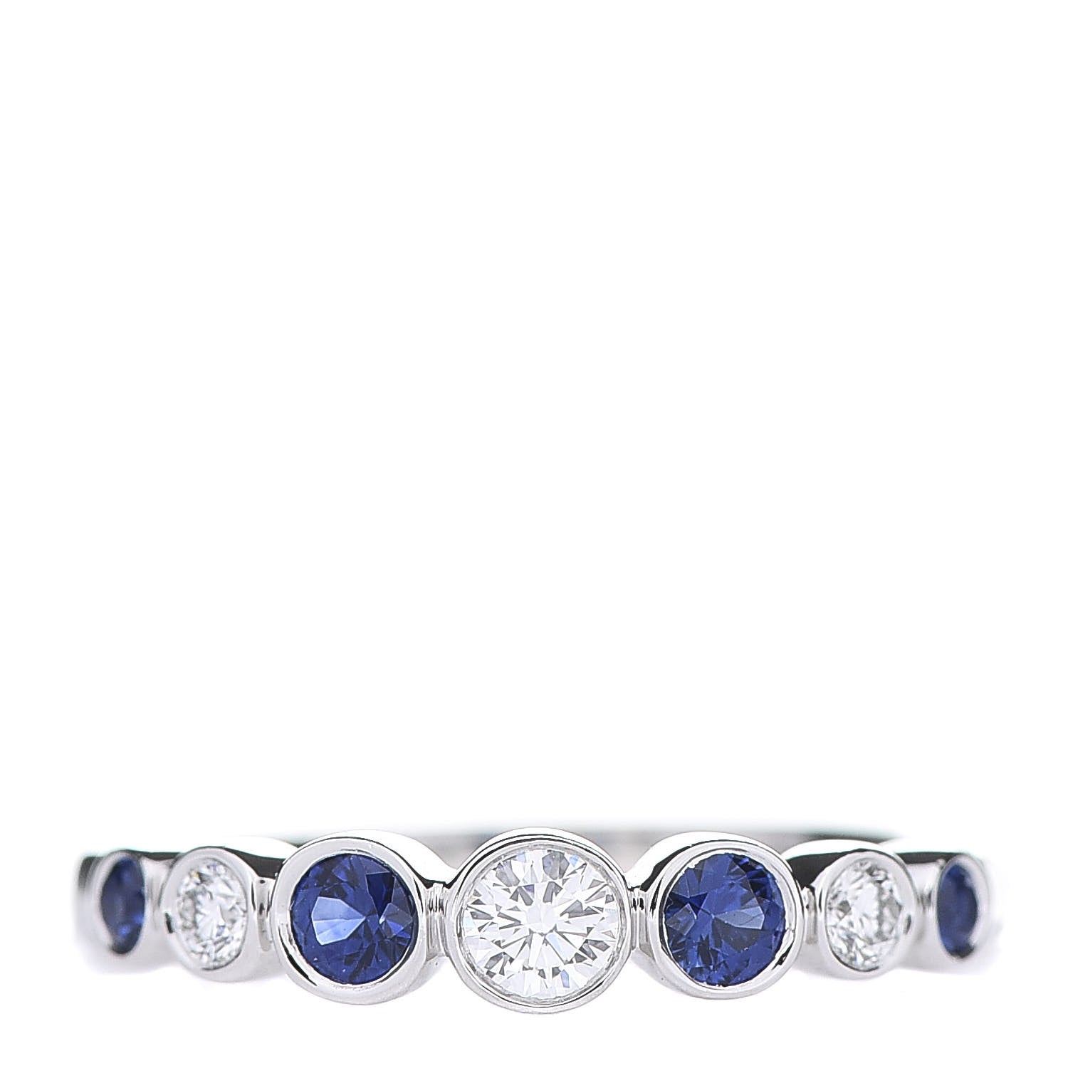 Tiffany Platinum Diamond Blue Sapphire Jazz Ring 50 5.5 1 of 6
