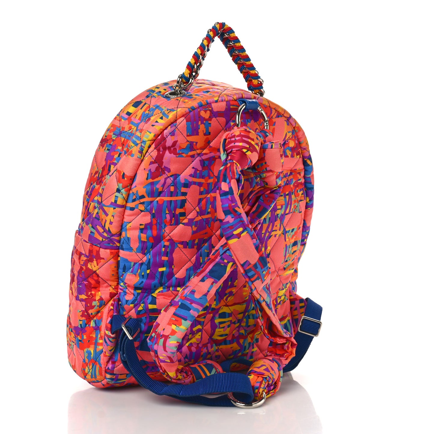 Foulard Fabric Quilted Printed Backpack Pink