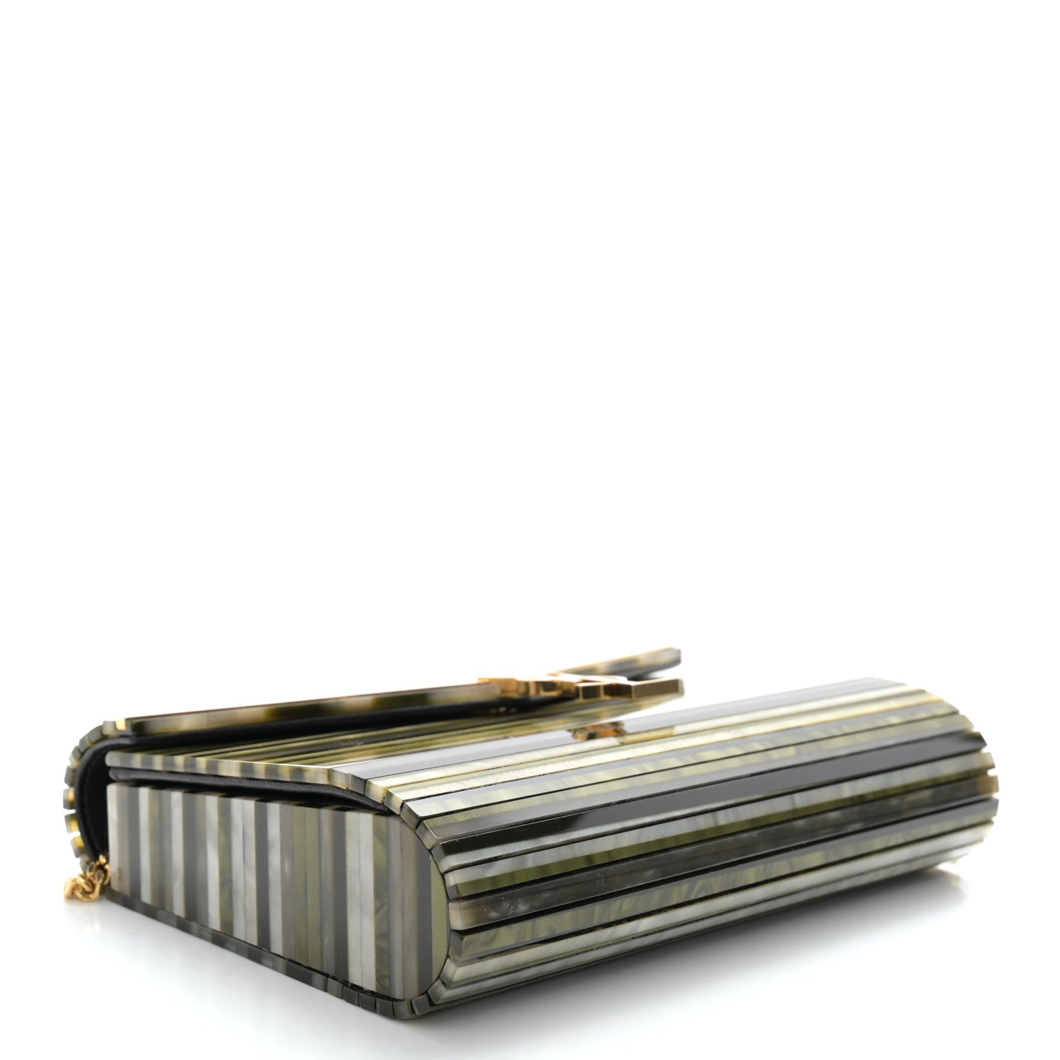 Saint Laurent Plexiglass Monogram Vicky Minaudiere Clutch Green Multicolor 4 of 10