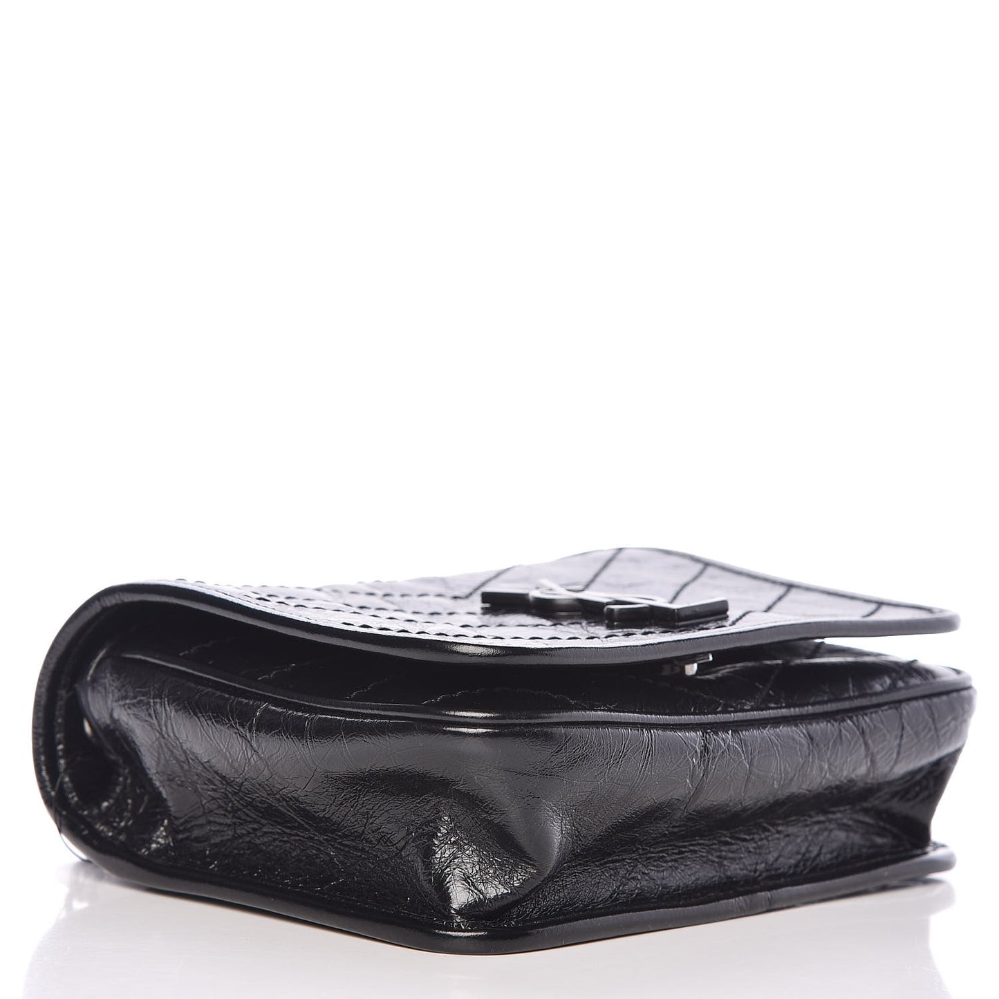 Crinkled Calfskin Matelasse Monogram Niki Chain Wallet Black