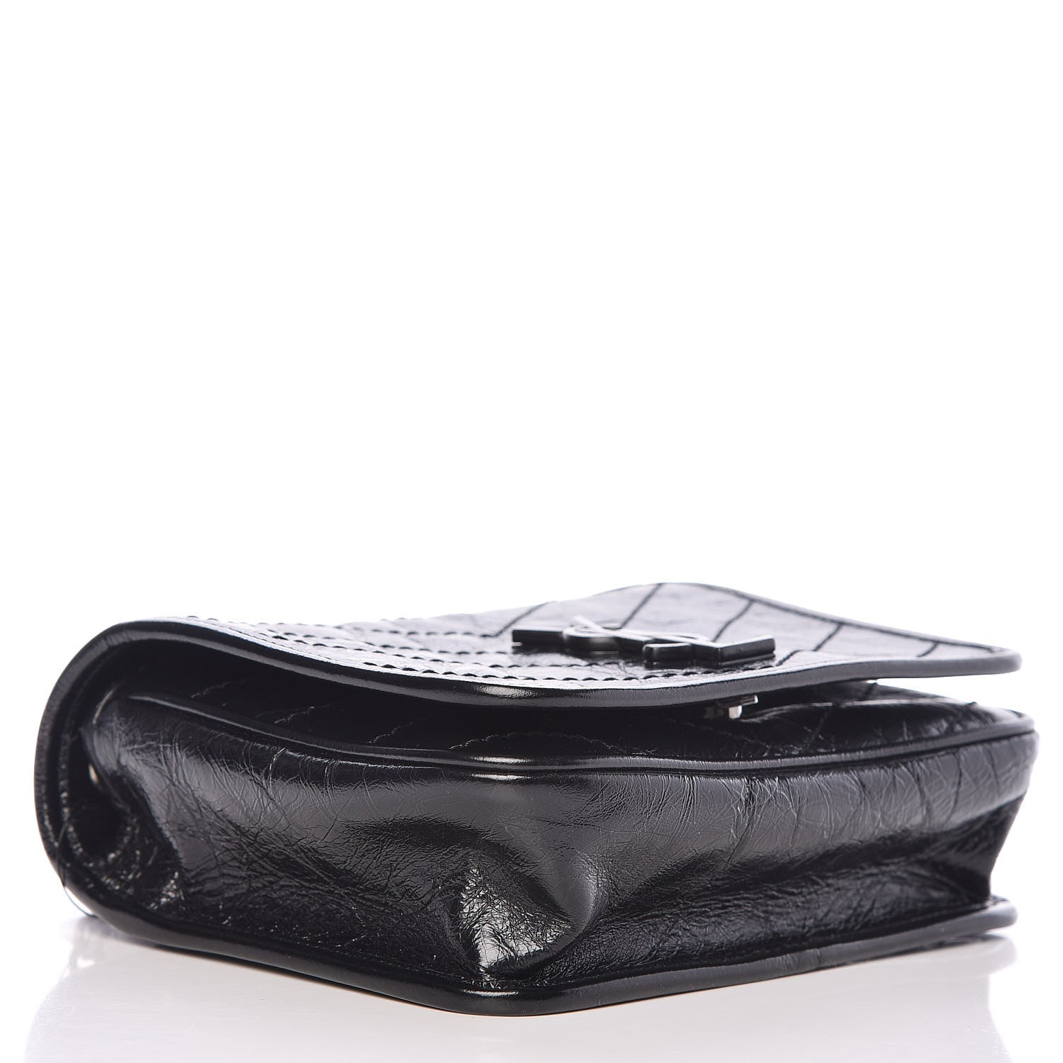 Saint Laurent Crinkled Calfskin Matelasse Monogram Niki Chain Wallet Black 4 of 8