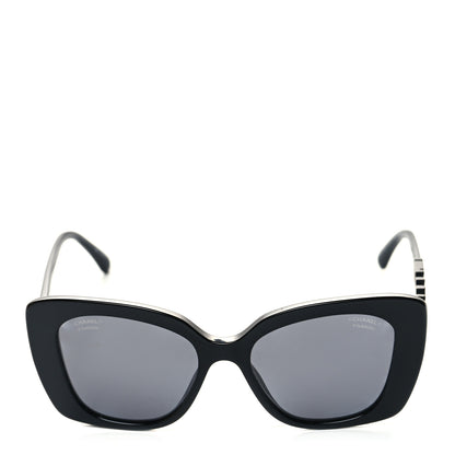 Chanel Acetate Strass Polarized Square Sunglasses 5422-B Black 2 of 8
