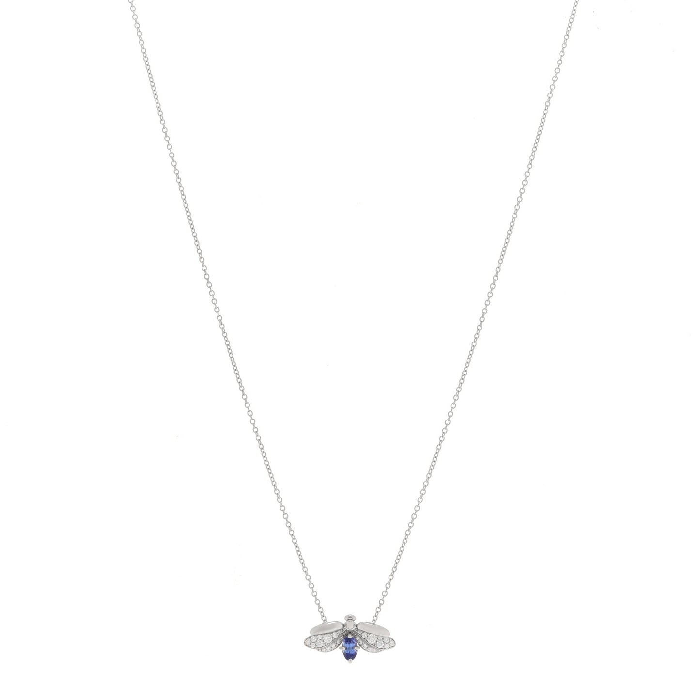 Platinum Diamond Tanzanite Paper Flowers Firefly Necklace