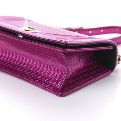 Christian Dior Metallic Patent Micro-Cannage Small Diorama Flap Bag Fuchsia 7 of 9