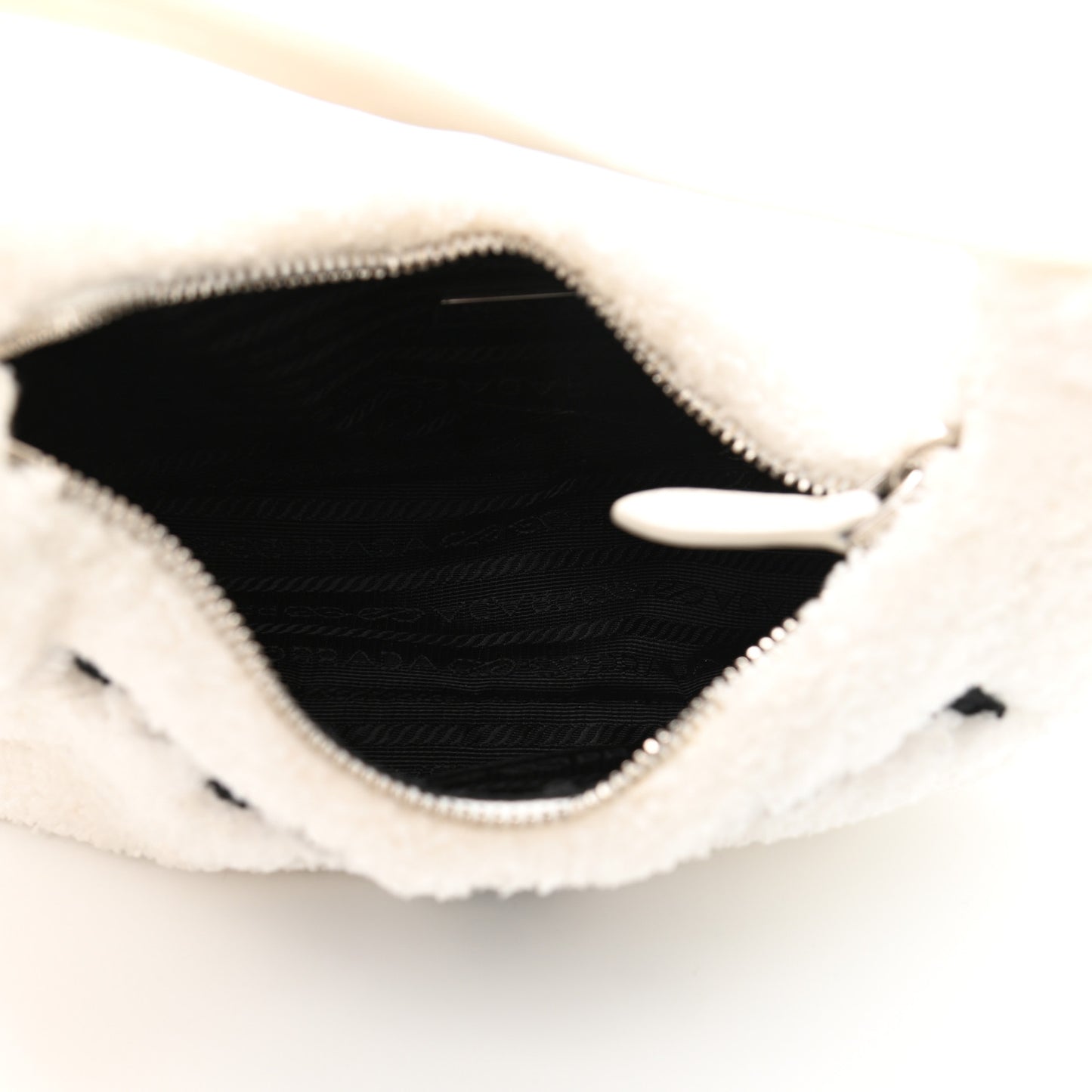 Terry Cloth Mini Re-Edition 2000 Bag White Black