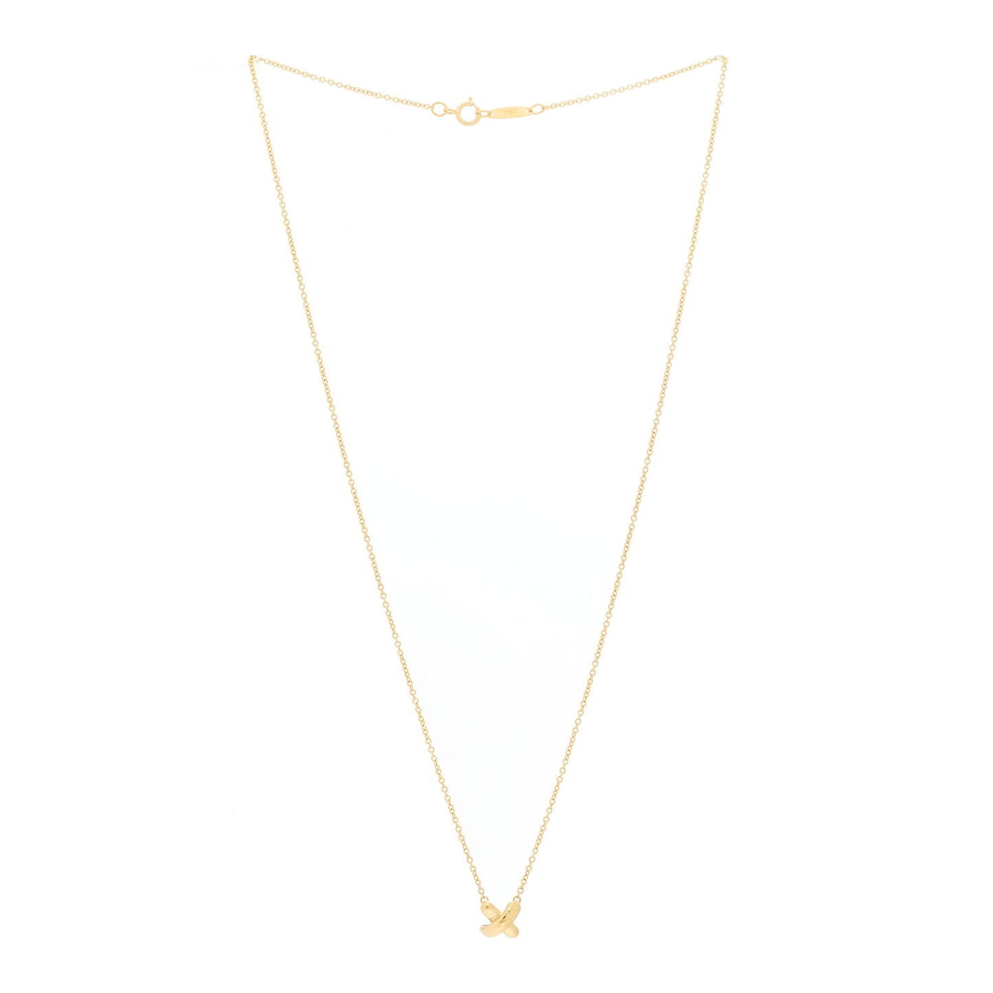 18k Yellow Gold Cross Stitch Pendant Necklace