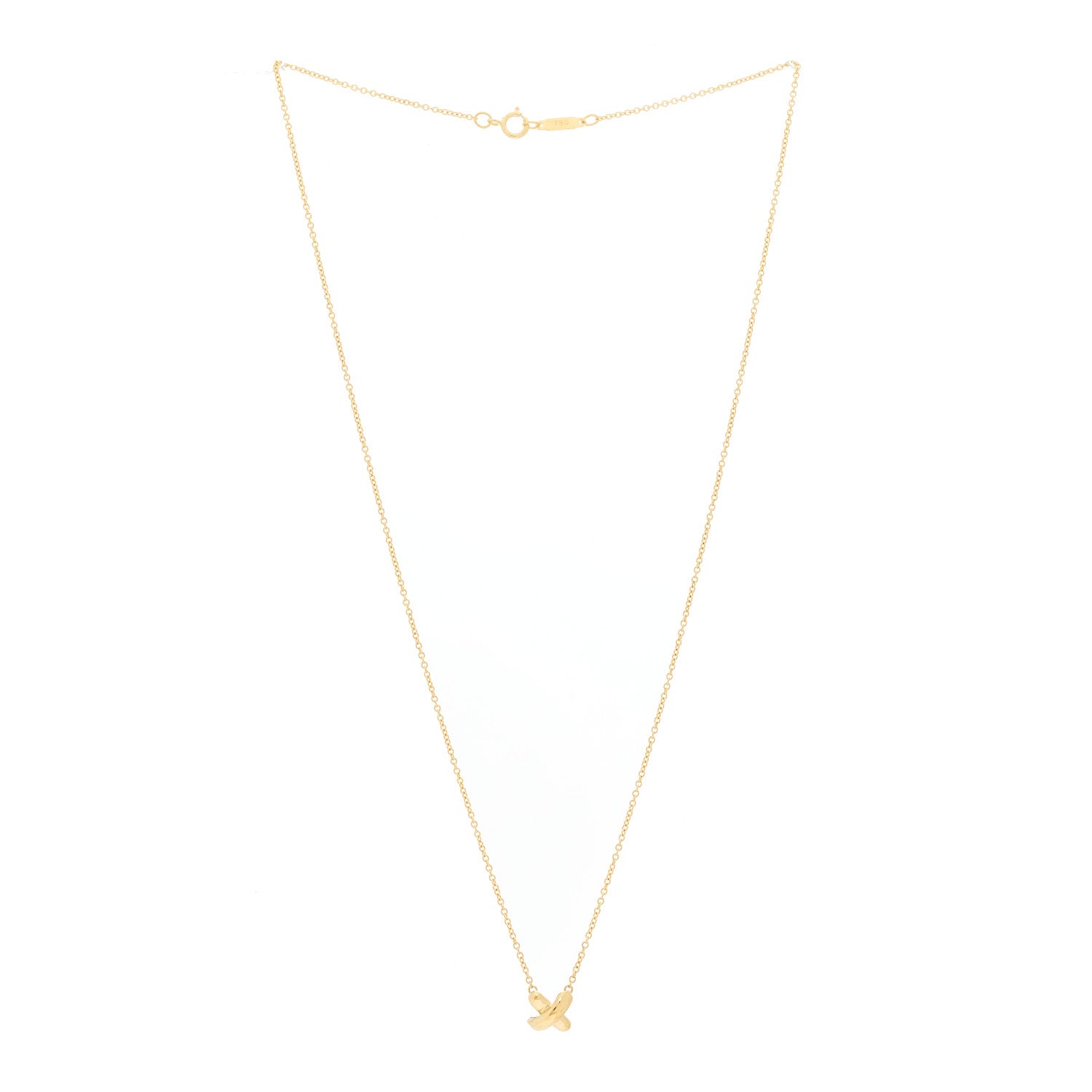 Tiffany 18k Yellow Gold Cross Stitch Pendant Necklace 3 of 6