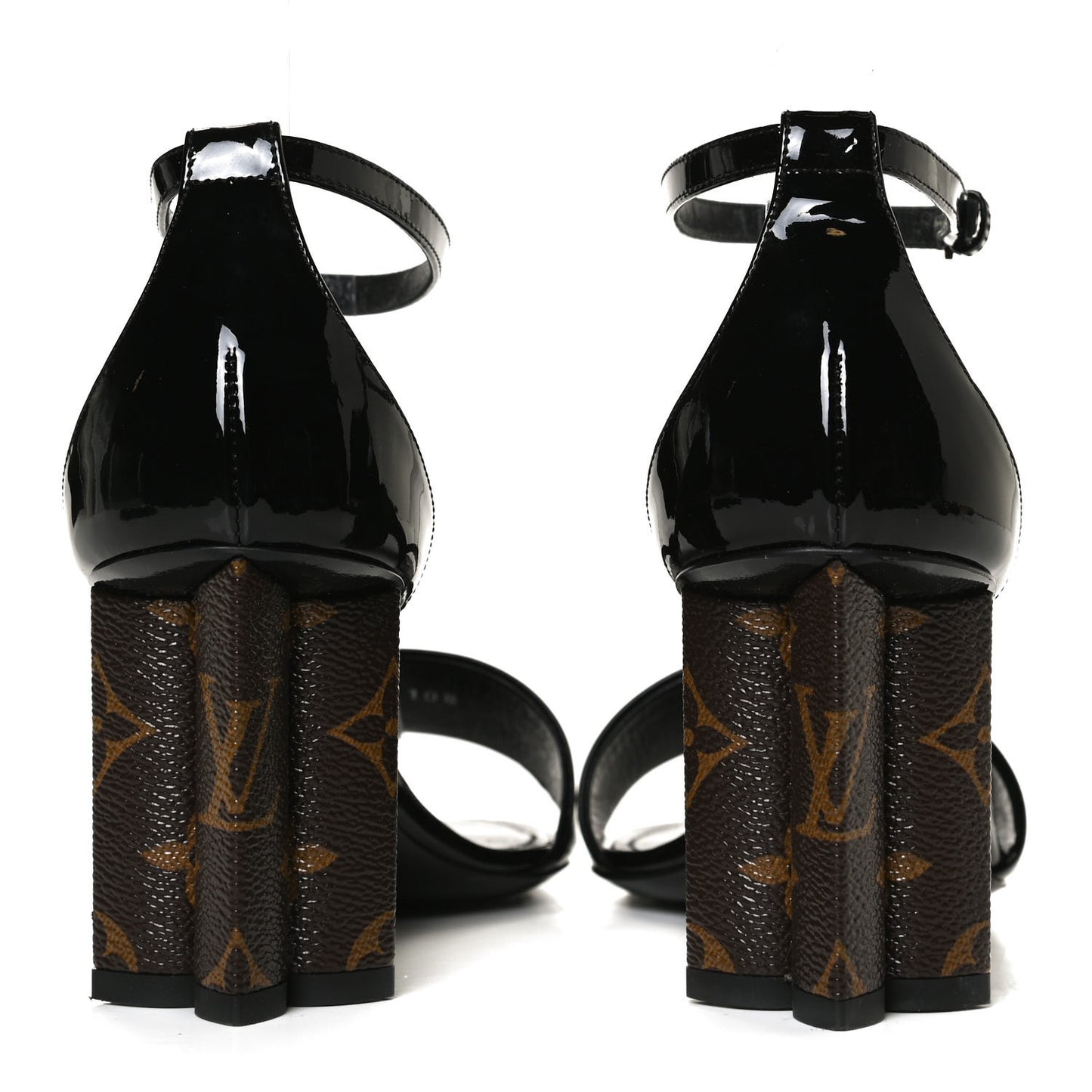Patent Monogram Silhouette Sandals 36 Black