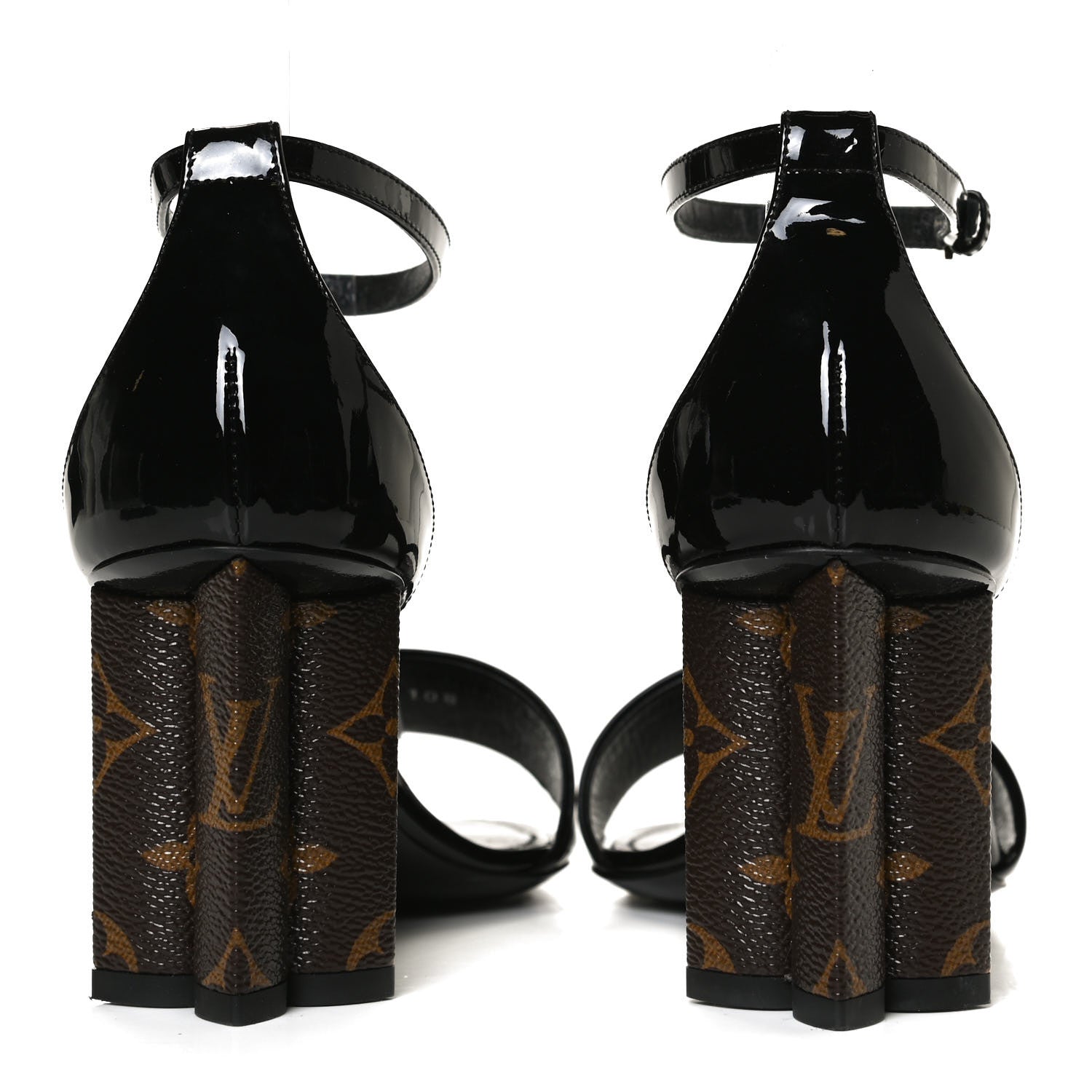 Louis Vuitton Patent Monogram Silhouette Sandals 36 Black 6 of 13